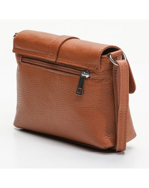 Sac bandoulière en Cuir Ring camel - 21x5x16 cm