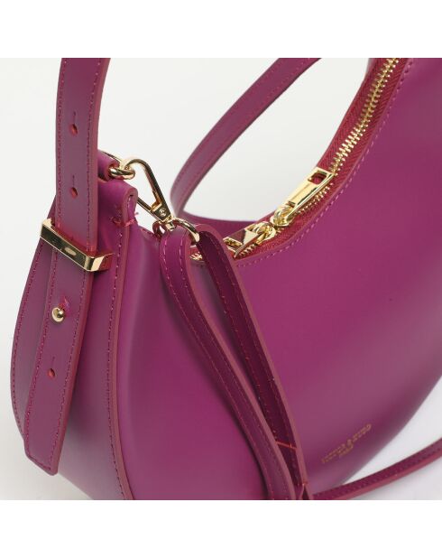 Bruna fushia leren schoudertas - 25x15x8,5 cm