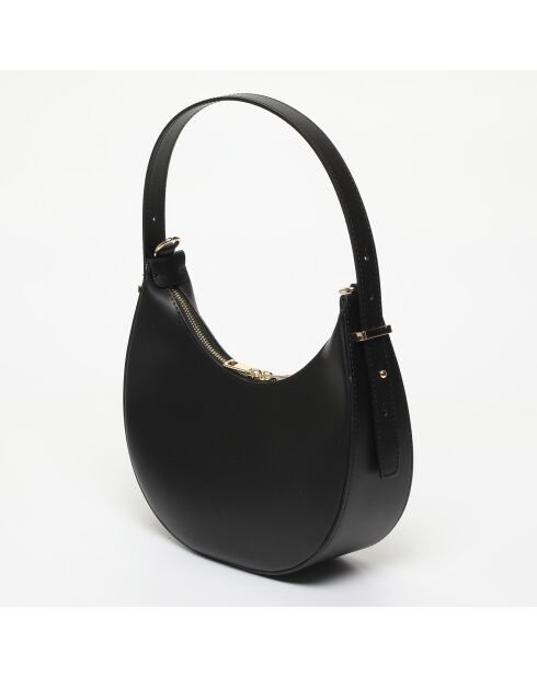 Zwarte Bruna leren schoudertas - 25x15x8,5 cm