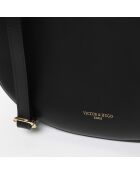 Zwarte Bruna leren schoudertas - 25x15x8,5 cm