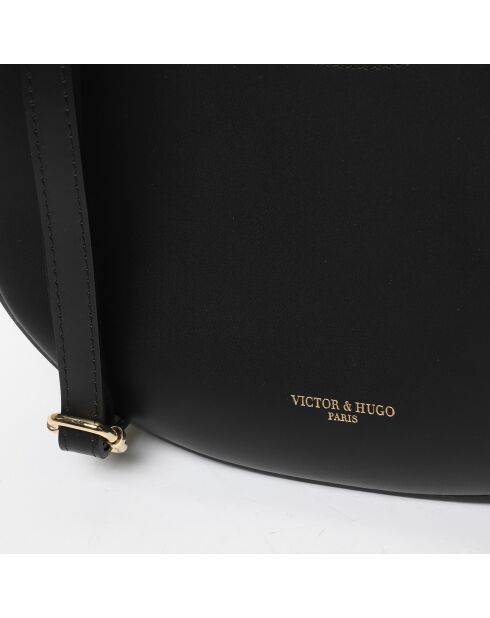 Zwarte Bruna leren schoudertas - 25x15x8,5 cm