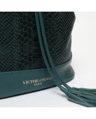 Bolso bombonera de piel verde cereza - 33x28x14 cm