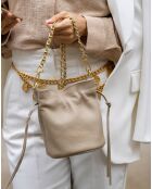 Sac bandoulière en Cuir Eonora beige - 17x19.5x15 cm