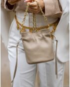 Sac bandoulière en Cuir Eonora beige - 17x19.5x15 cm