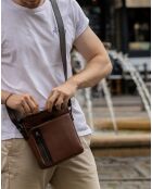 Sacoche en Cuir Giorgio marron - 20x23x4 cm