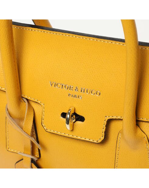 Sac à main en Cuir Jeny jaune - 25x19x7 cm