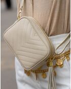 Sac bandoulière en Cuir Nat beige - 20x15x6 cm