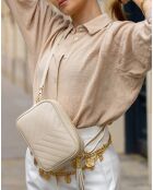 Sac bandoulière en Cuir Nat beige - 20x15x6 cm