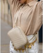 Sac bandoulière en Cuir Nat beige - 20x15x6 cm