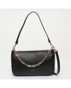 Sac porté épaule en Cuir Paola noir - 25x15x6 cm
