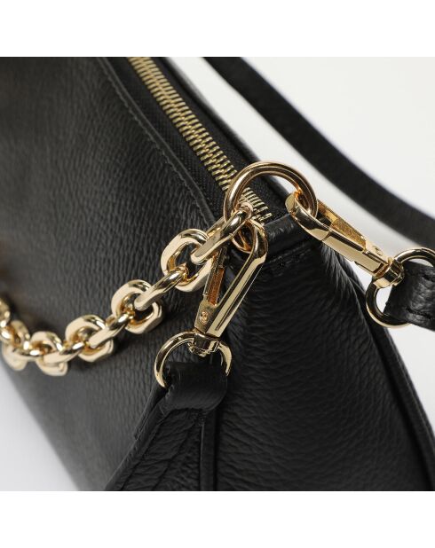 Sac porté épaule en Cuir Paola noir - 25x15x6 cm