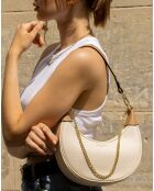 Gebroken witte Tiva leren schoudertas - 23,5x13,5x6,5 cm