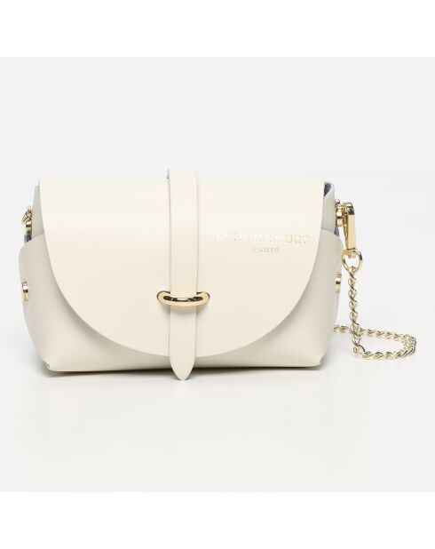 Minaudière en Cuir Zephyr blanc cassé - 16x10x9 cm