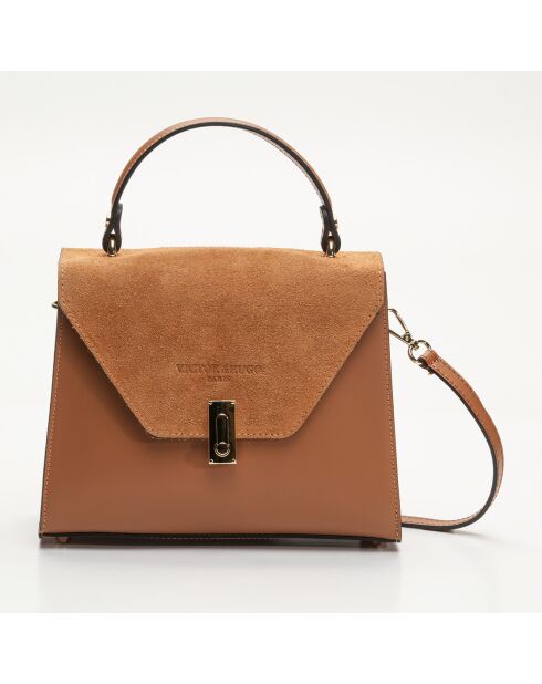 Sac à main en Cuir Shak camel - 23.5x20x10 cm