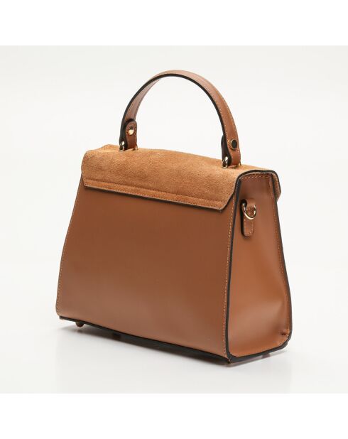 Sac à main en Cuir Shak camel - 23.5x20x10 cm