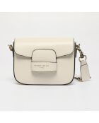 Sac bandoulière en Cuir Eliane blanc cassé - 26x16x6 cm