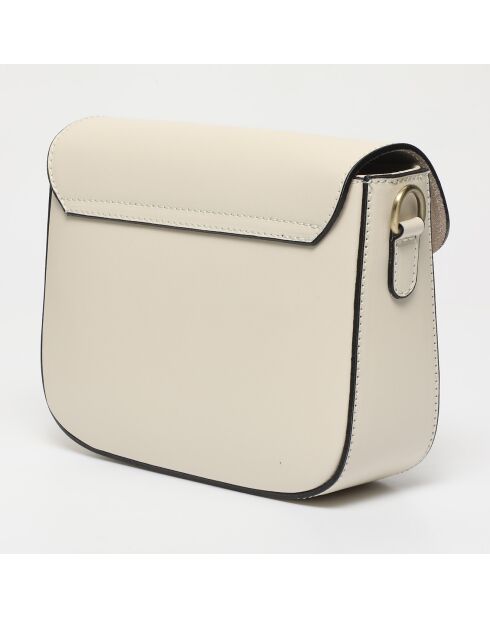 Sac bandoulière en Cuir Eliane blanc cassé - 26x16x6 cm