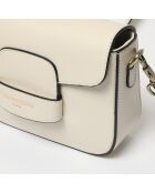 Sac bandoulière en Cuir Eliane blanc cassé - 26x16x6 cm