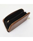 Portefeuille en Cuir croco Elia camel - 19.5x10.5 cm