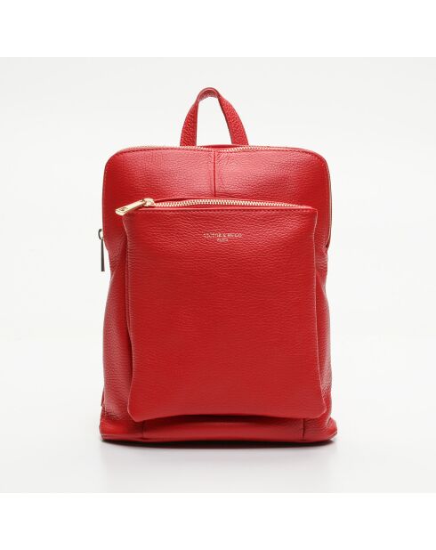 Roter Melania Lederrucksack - 27,5 x 24,5 x 9 cm