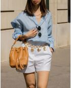 Mini Livy Beuteltasche aus Leder, Camel, 18 x 21,5 x 11 cm