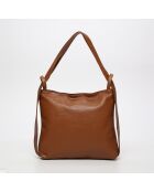 Bolso de hombro Teva de piel camel - 40x36x9 cm