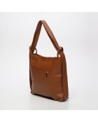 Bolso de hombro Teva de piel camel - 40x36x9 cm