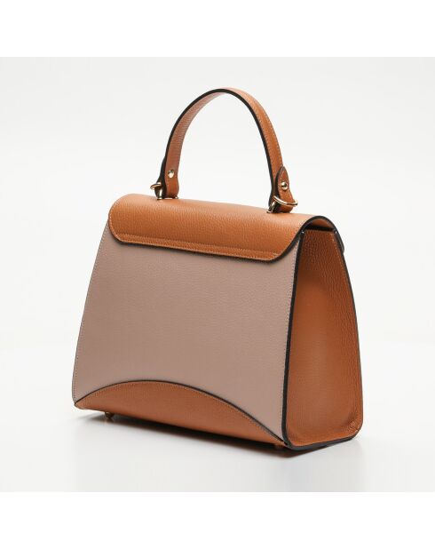 Sac à main en Cuir Winy camel/nude - 29x22x11.5 cm