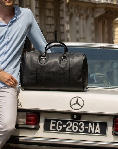 Sac week-end en Cuir Claude noir - 49x30x20 cm