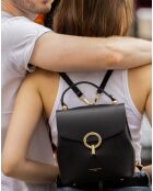 Sac à main/Sac à dos en Cuir Elena noir - 20x21x12 cm