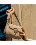 Schultertasche aus Leder in Schwarz und Beige - 20x14x5 cm