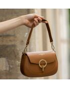 Sac bandoulière en Cuir Nour camel - 20x14x5 cm