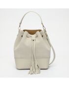 Sac seau en Cuir Livy blanc cassé - 21.5x27x15 cm