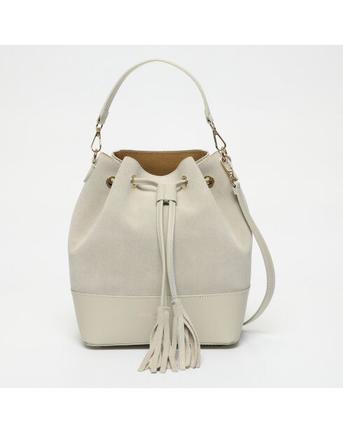 Sac seau en Cuir Livy blanc cassé - 21.5x27x15 cm