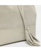 Sac seau en Cuir Livy blanc cassé - 21.5x27x15 cm