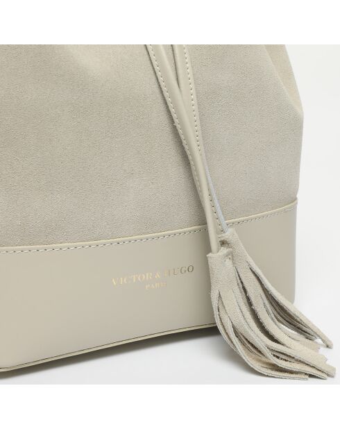 Sac seau en Cuir Livy blanc cassé - 21.5x27x15 cm
