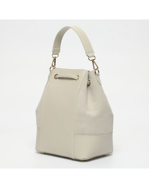 Sac seau en Cuir Livy blanc cassé - 21.5x27x15 cm