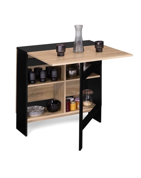 Table console pliable Andy noir/hêtre -  80x150x75 cm