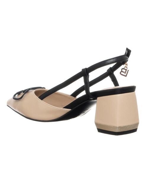 Slingbacks Luta beige/noir - Talon 6 cm