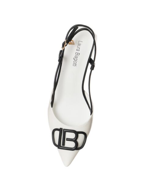 Slingbacks Luta blanc/noir - Talon 6 cm