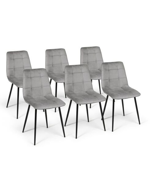 6 Chaises Linda gris clair - 46x57x86 cm