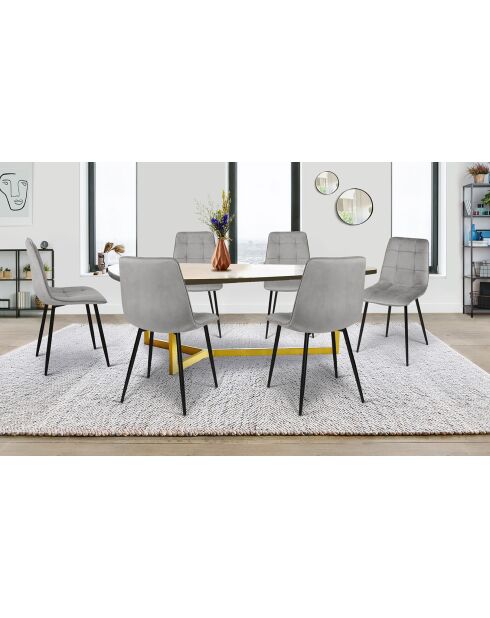 6 Chaises Linda gris clair - 46x57x86 cm
