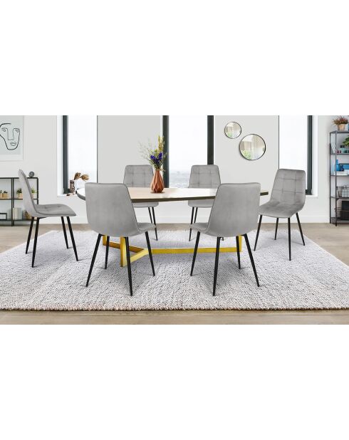 6 Chaises Linda gris clair - 46x57x86 cm