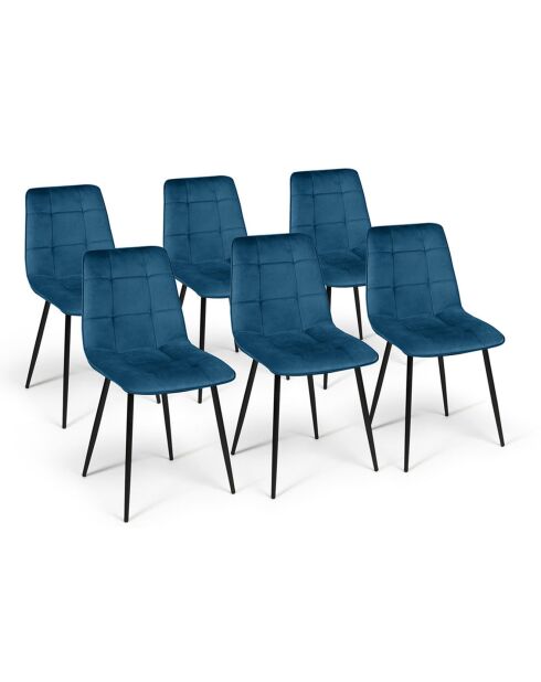 6 Chaises Linda bleu canard - 46x57x86 cm