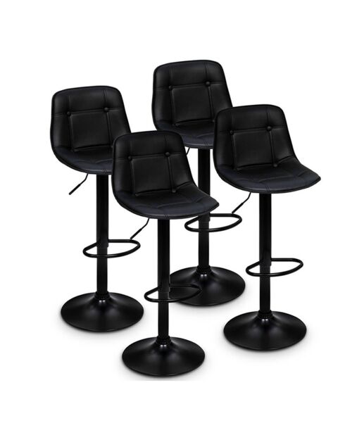 4 Tabourets Brooklyn noirs - 44x47x87.5-108.5 cm