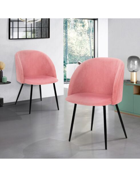 2 Chaises Nina roses - 52x60x79 cm