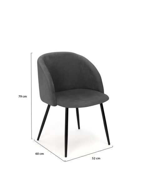 2 Chaises Nina grises - 52x60x79 cm