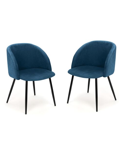 2 Chaises Nina bleu canard - 52x60x79 cm