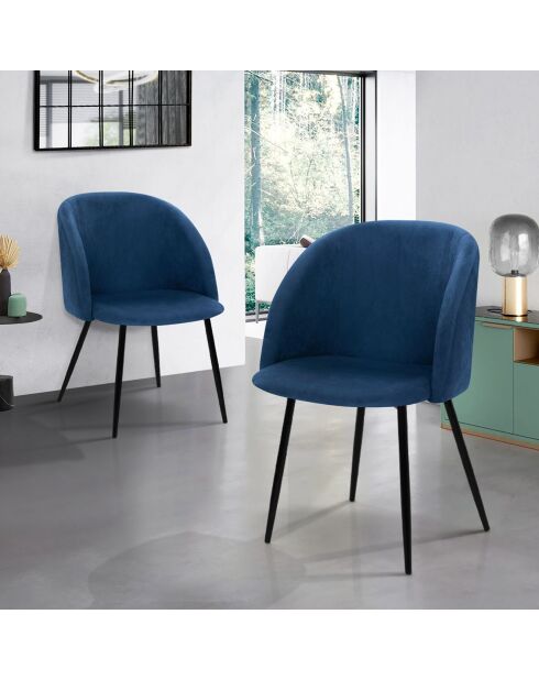 2 Chaises Nina bleu canard - 52x60x79 cm