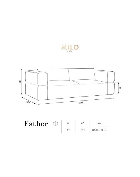 Canapé Esther 4 Places beige - 248x103x78 cm
